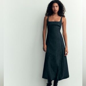 Zara Navy Denim Sleeveless Dress